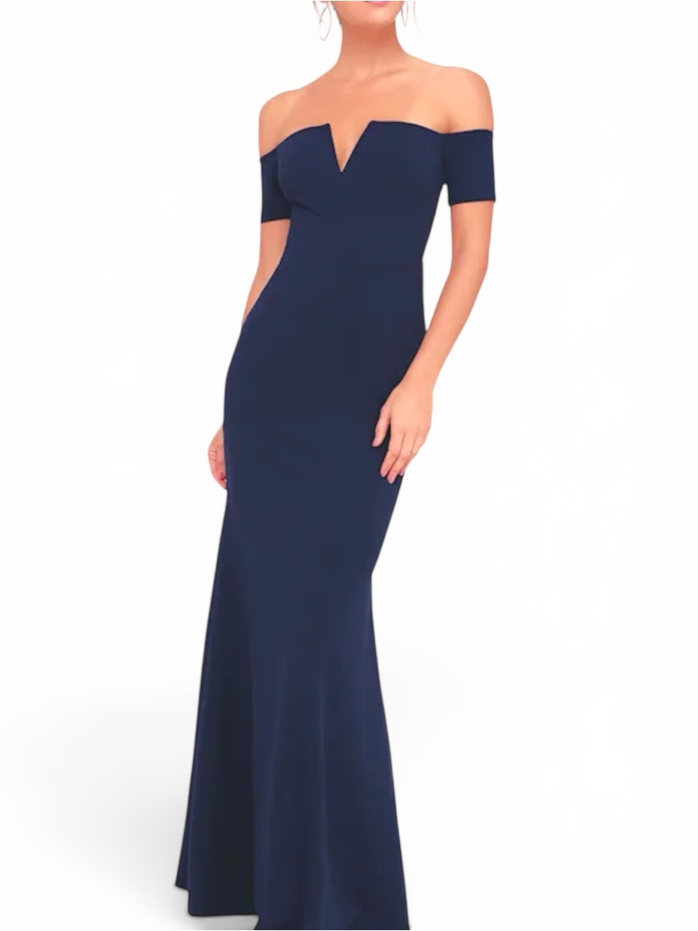 Lulus Lynne Navy Blue Off-the-Shoulder Maxi Dress Size M